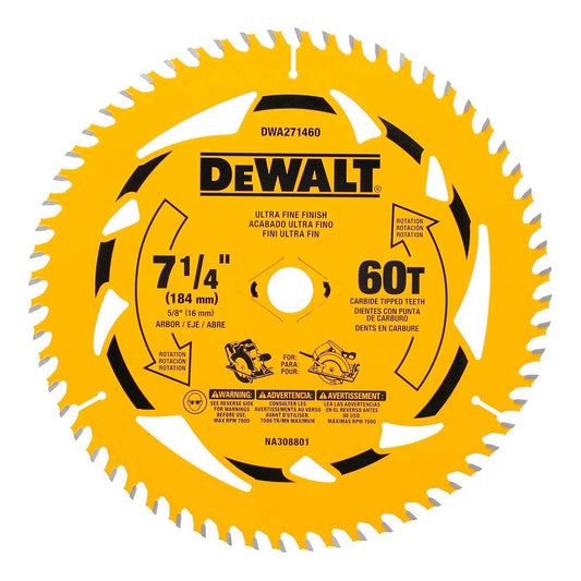 Discos de Sierra 7 - 1/4''x5/8'' 60 Dientes - DeWALT - Herram.cl