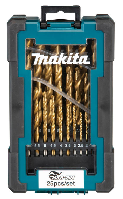 Set Brocas Para Metal HSS - Tin | 1 - 13mm | 25 Pzas - Makita - Herram.cl