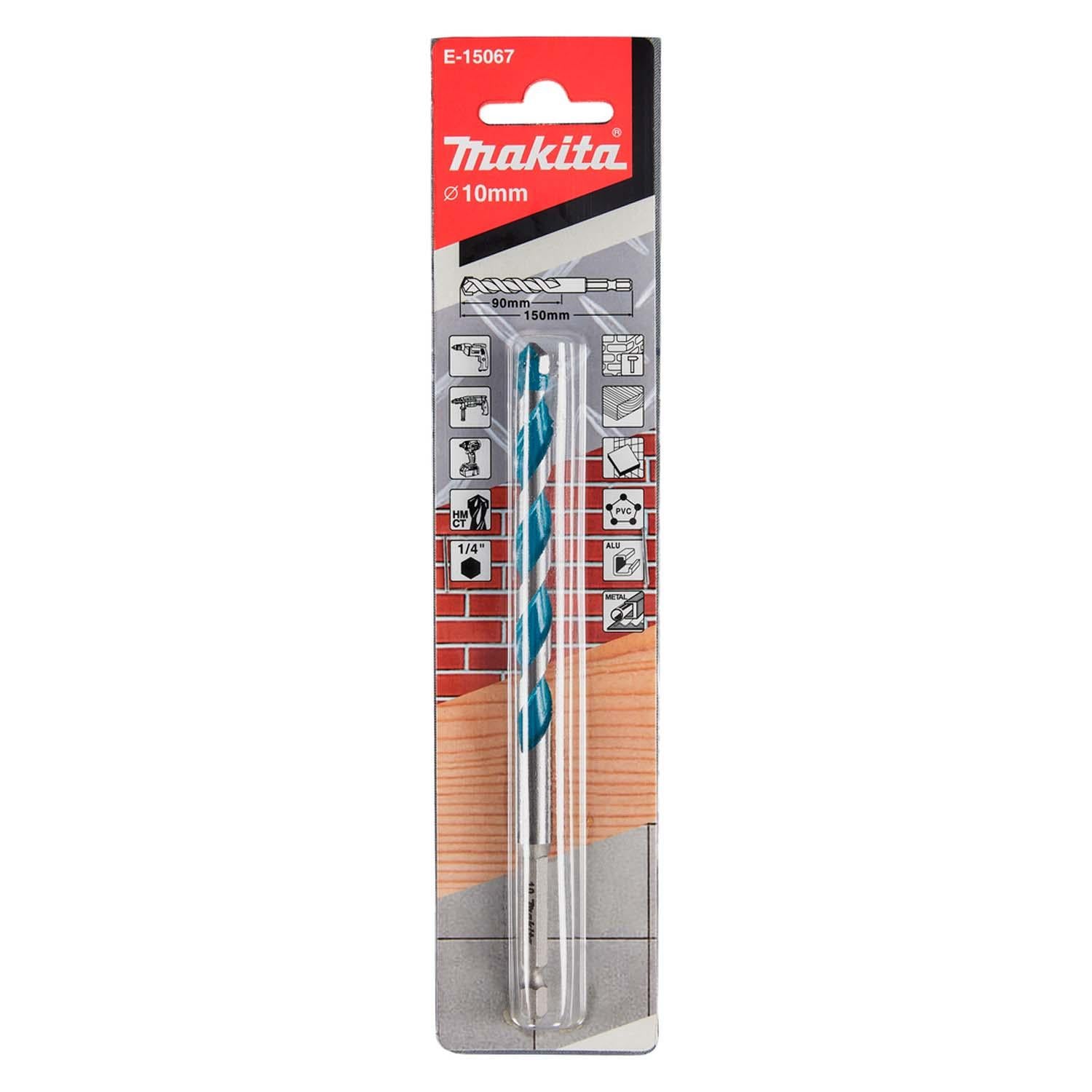 Broca Multimaterial 10x150mm (Toma Hex. 1/4'') - Makita - Herram.cl