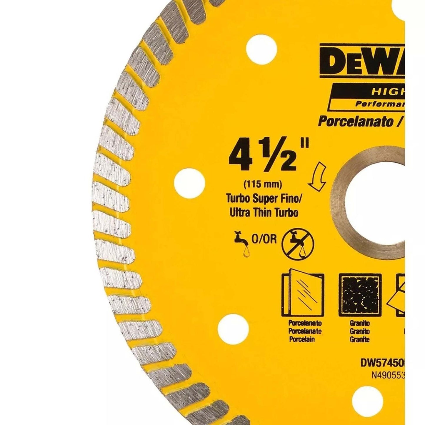 Disco Diamantado Ranurado 4 - 1/2'' Porcelanato - DeWALT - Herram.cl