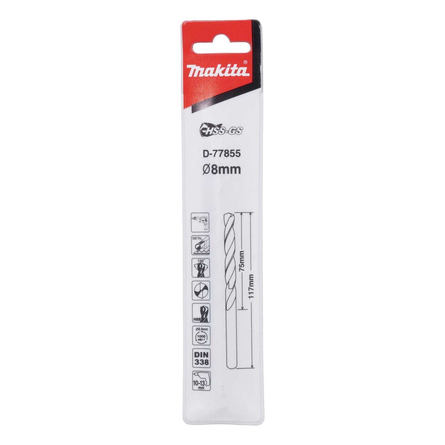 Broca Para Metal HSS - GS 8x117mm - Makita - Herram.cl
