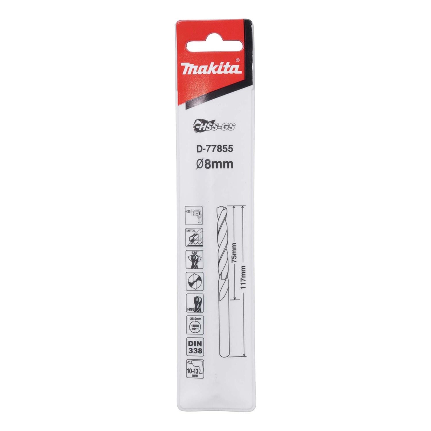 Broca Para Metal HSS - GS 8x117mm - Makita - Herram.cl