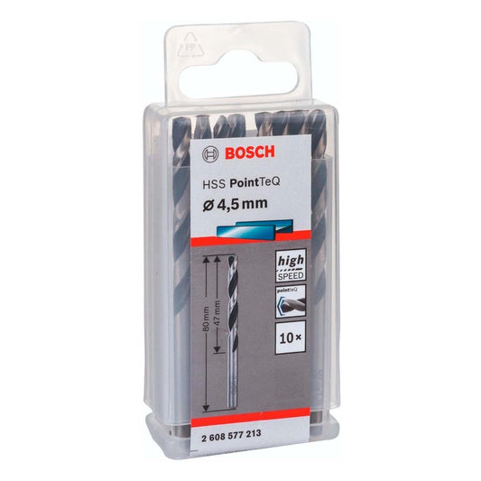 Caja Con 10 Unidades Broca Para Metal HSS - pointteq 4,5mm - Herram.cl