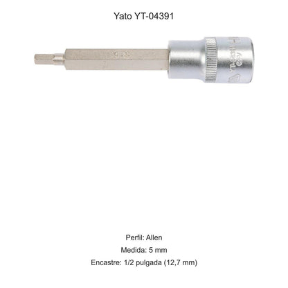 Dado Punta Allen 5 mm 1/2'' 100mm Yato YT-04391 - Herram.cl