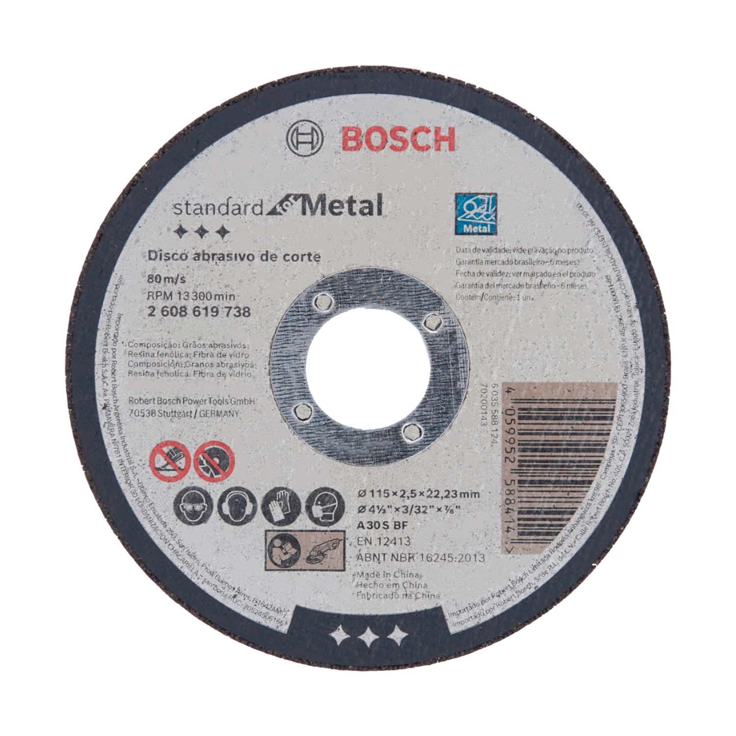 Pack 25 Discos de Corte Std for Metal 4 1/2''x2,5mm - Bosch - Herram.cl