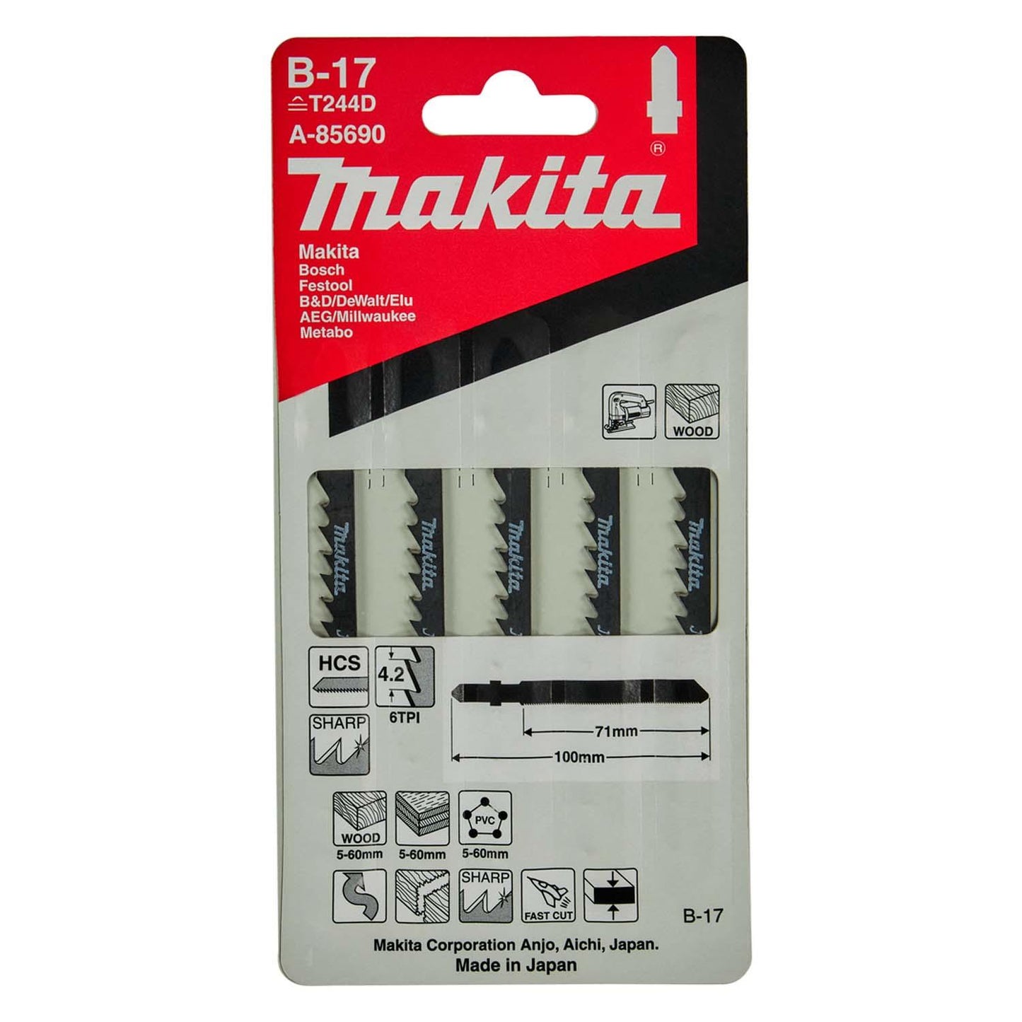 Set 5 Hojas De Calar Metal, Inox 76mm / 24T - Makita - Herram.cl