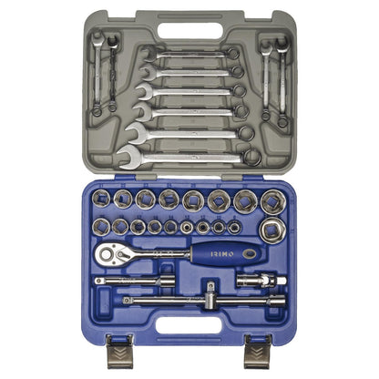 Juego De Dados 1/2'' Y Llaves Combinadas - 33 Pzas - Irimo - Herram.cl