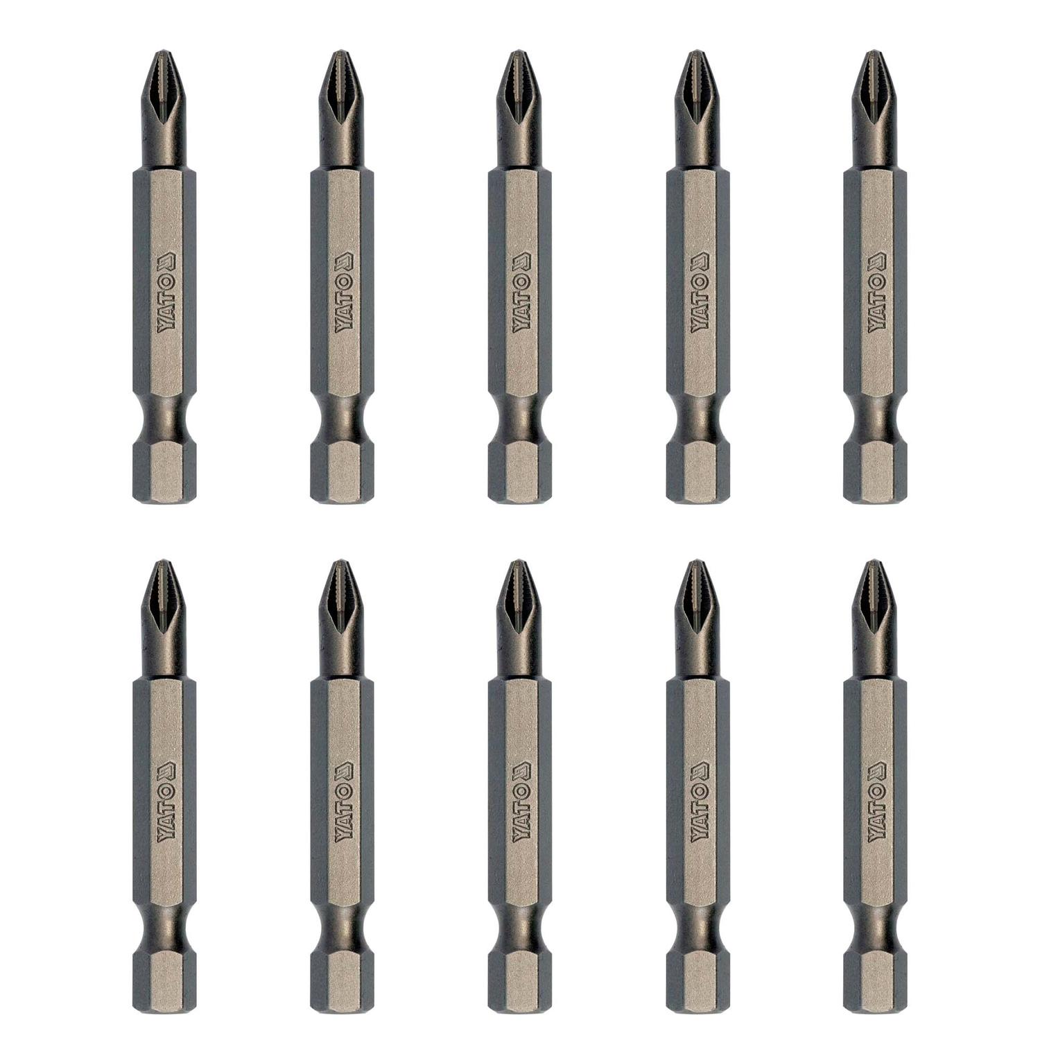Puntas De Atornillar PH2x50mm 10 Pzas - Yato - Herram.cl