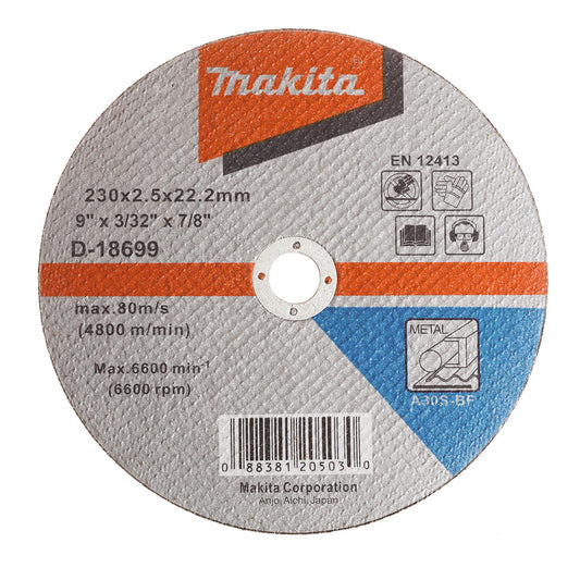 Pack 5 Discos Corte Metal Recto 9''x2,5mm A30S - Makita - Herram.cl