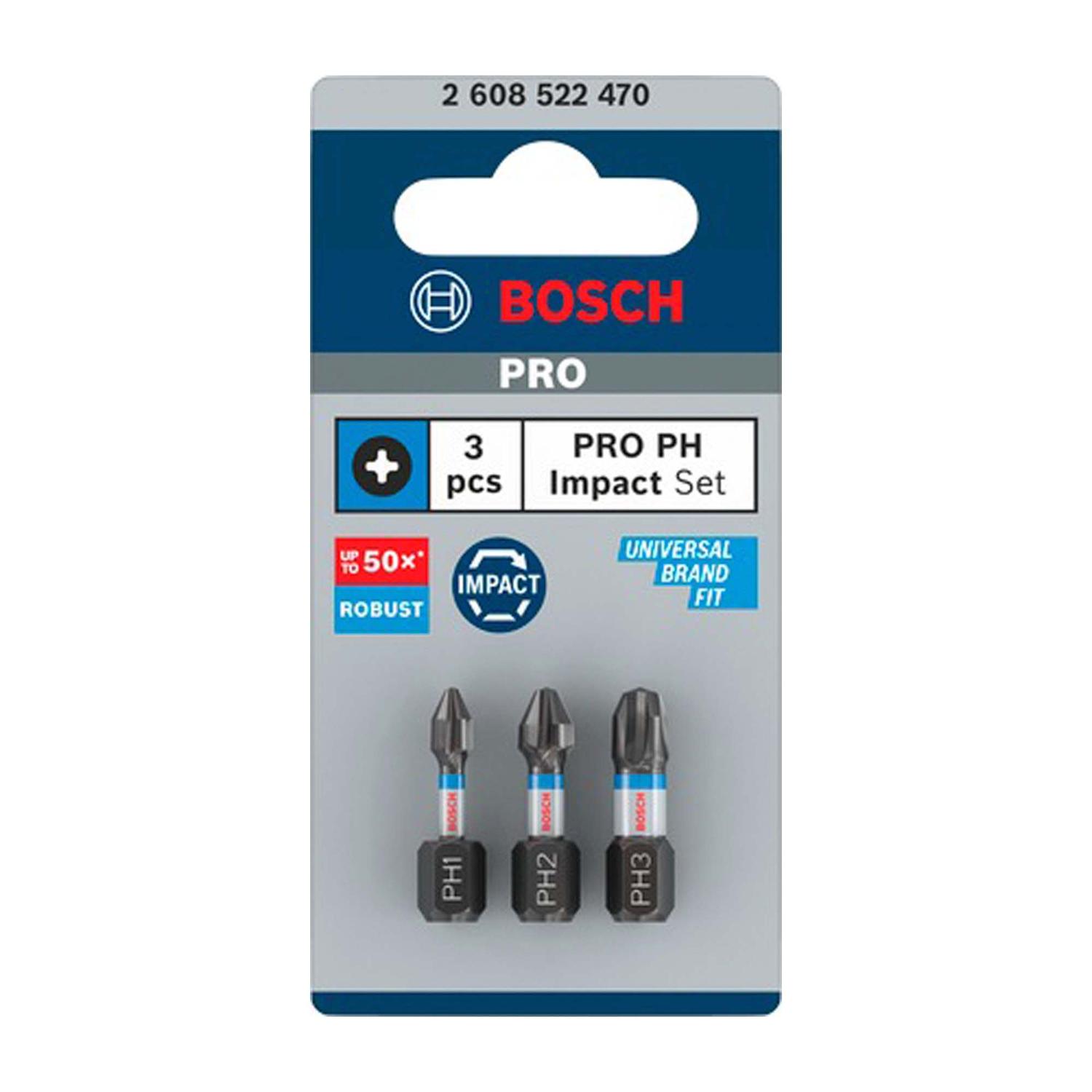 Juego Puntas PRO Impact PH(1, 2, 3)x25mm 3 Pzas - Bosch - Herram.cl