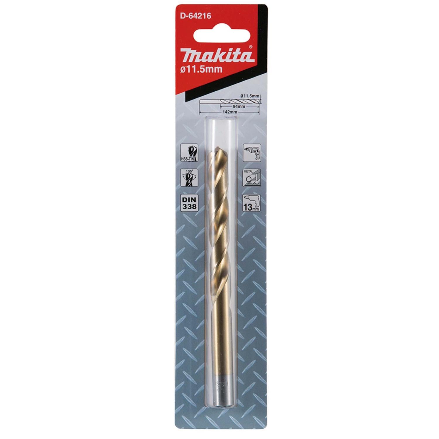 Broca Metal HSS - TiN 11.5x94x142mm - Makita - Herram.cl