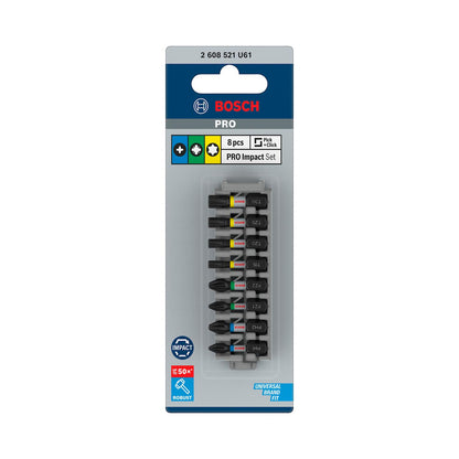Juego de Puntas PRO Impact (PH/PZ/T)x25mm / 8 Pzas - Bosch - Herram.cl