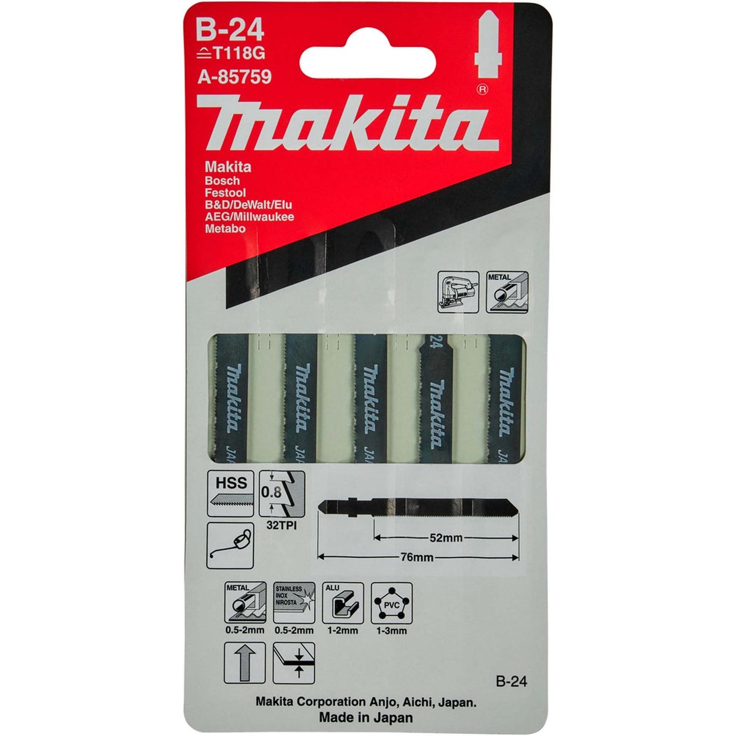 Hoja De Calar HSS Aluminio, Acero, Inox 76mm 5 Pzas - Makita - Herram.cl