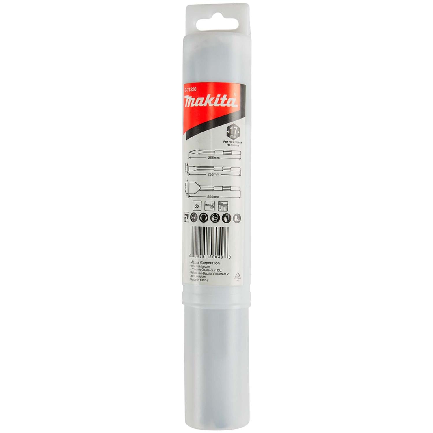 Juego Cinceles Toma Hex. 17mm 3 Pzas - Makita - Herram.cl