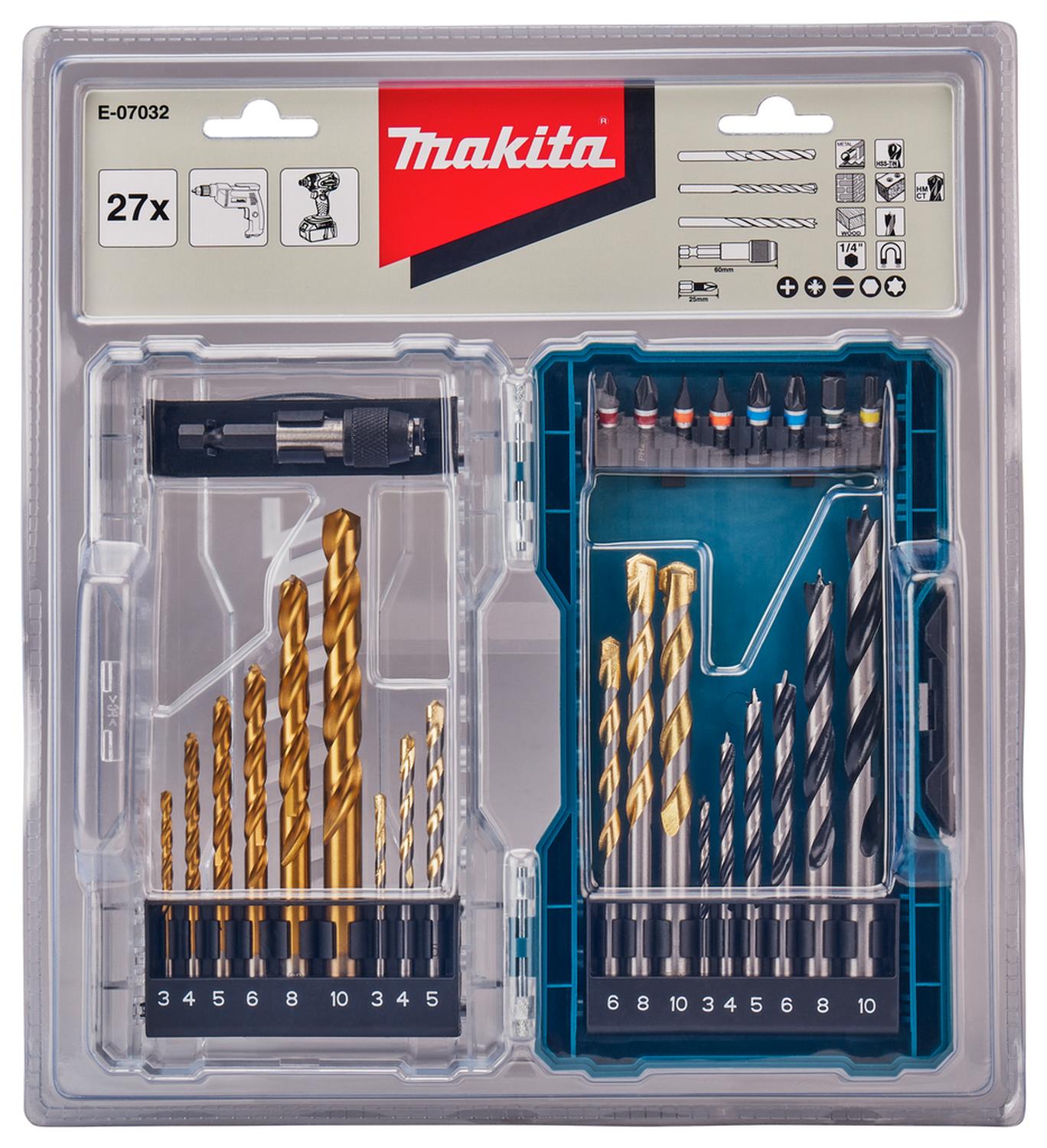 Juego de Brocas y Puntas para atornillar 27 Pzas. - Makita - Herram.cl