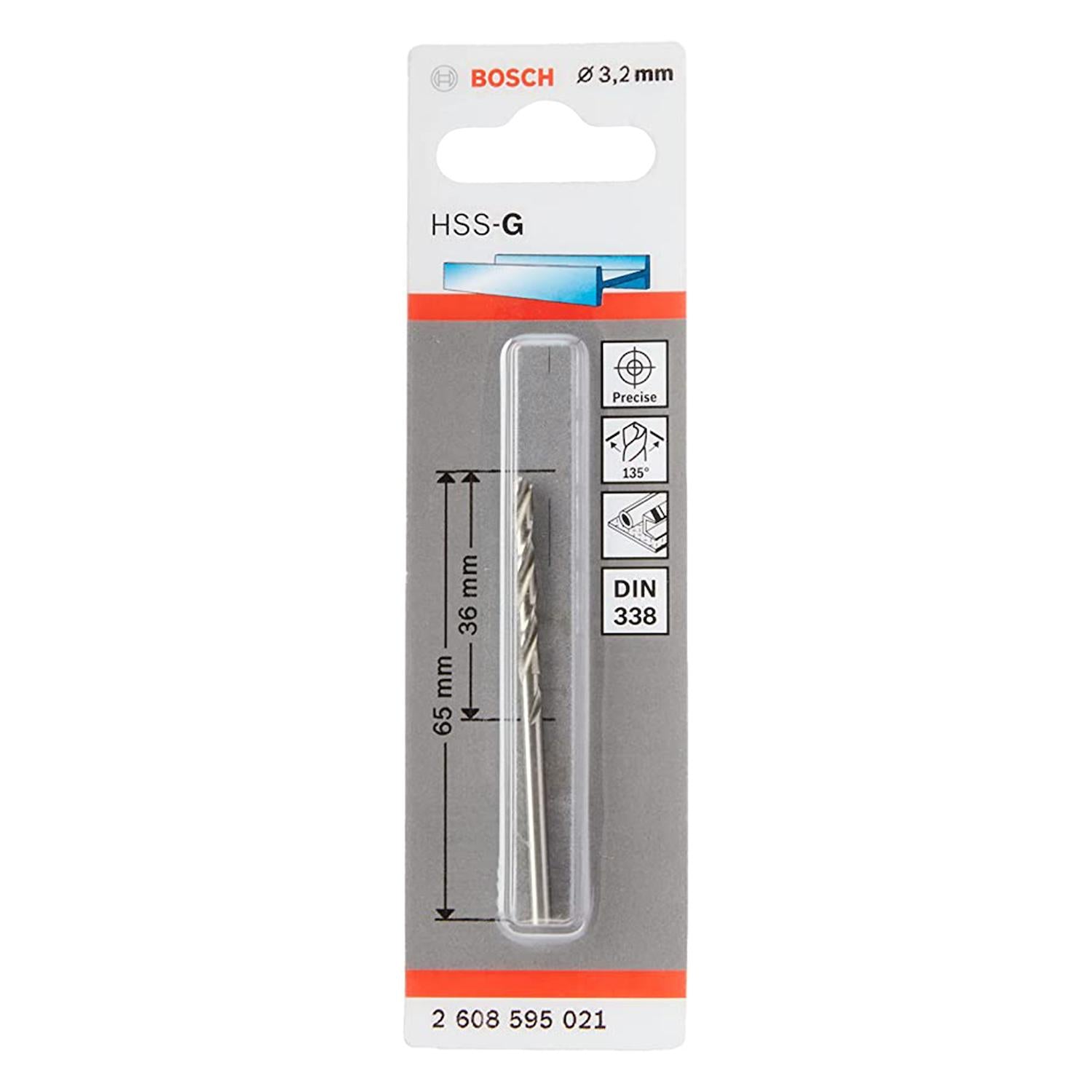 Broca Metal HSS - G 3.2mm - Blister - Bosch - Herram.cl