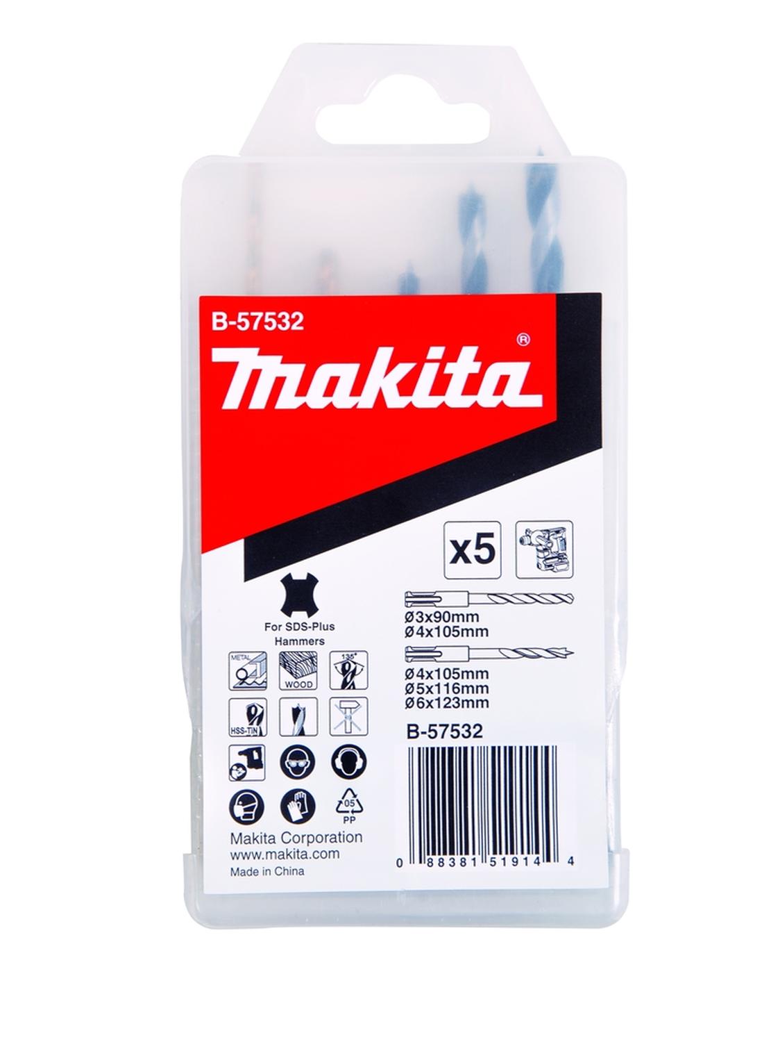 Set Brocas SDS - Plus Para Metal y Madera 5 Pzas - Makita - Herram.cl