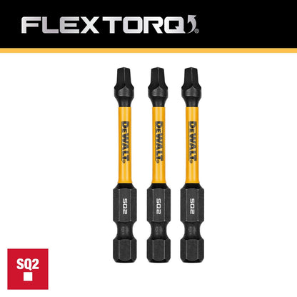 Puntas FLEXTORQ SQ2 - 2 - 1/4'' (57.15mm) 3 Pzas - DeWALT - Herram.cl