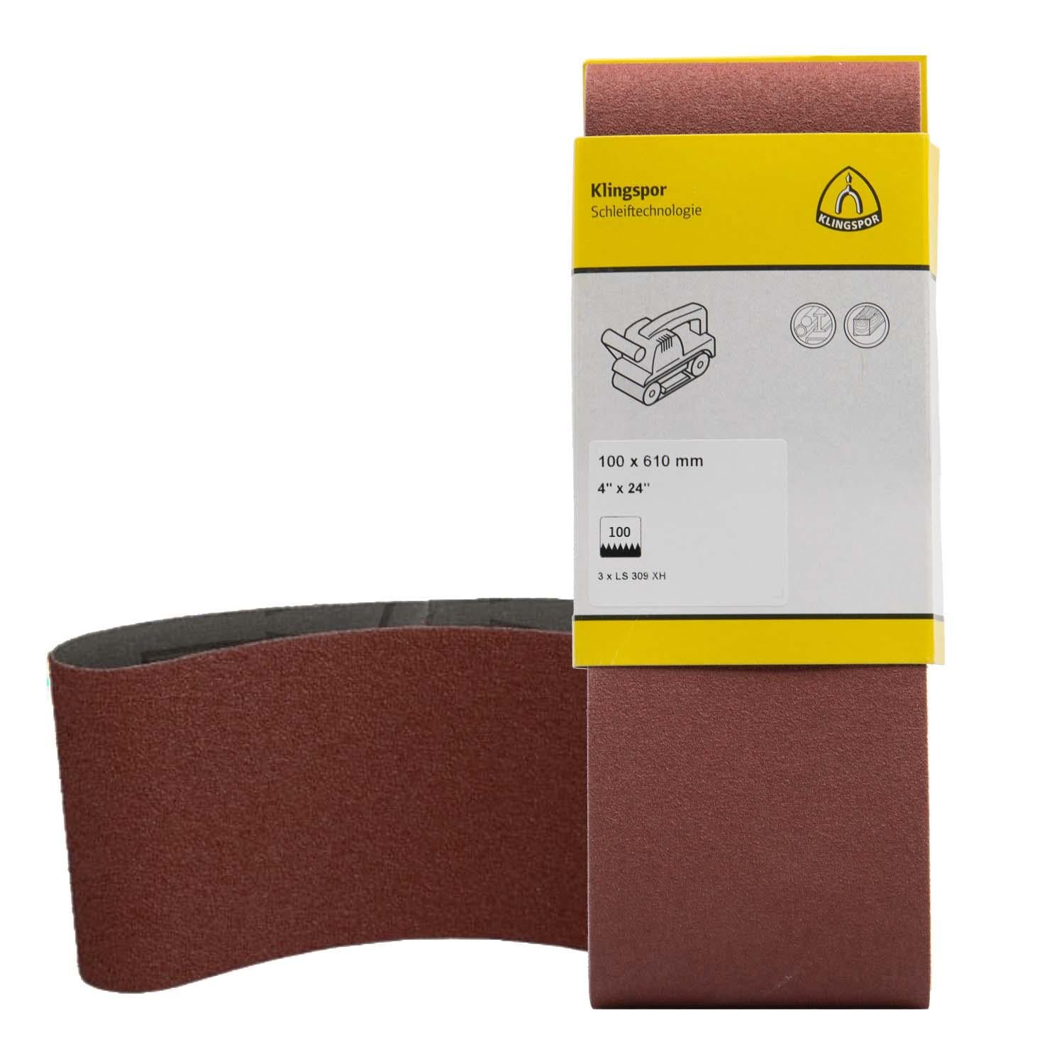 Pack 3 Lijas de Banda 4''x24'' Madera/Metal - Klingspor - Herram.cl