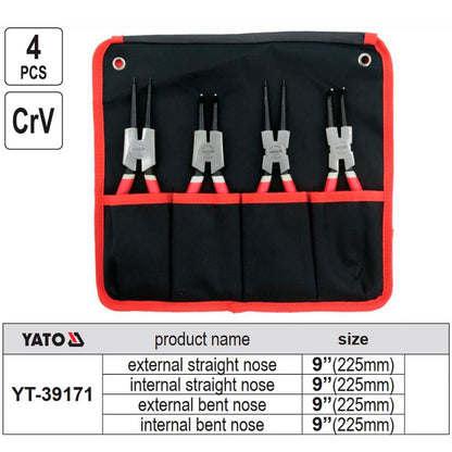 Juego Alicate Saca Seguros 225mm 4 Pzas - Yato - Herram.cl