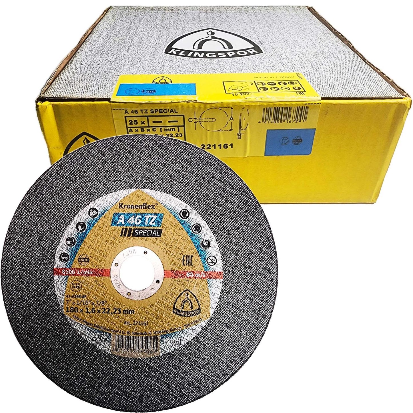 Pack 25 Discos de Corte A46TZ Special 7''x1.6mm - klingspor - Herram.cl