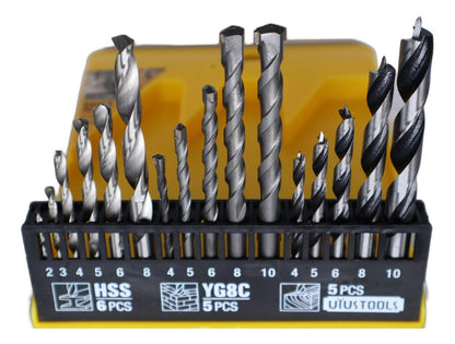 Set 16 Brocas Madera, Metal, Concreto Uyustools - Bcx16s - Herram.cl