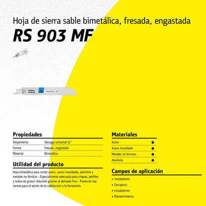 Hoja de Sierra Sable RS903 MF Metal 230mm 5 Pzas - Klingspor - Herram.cl