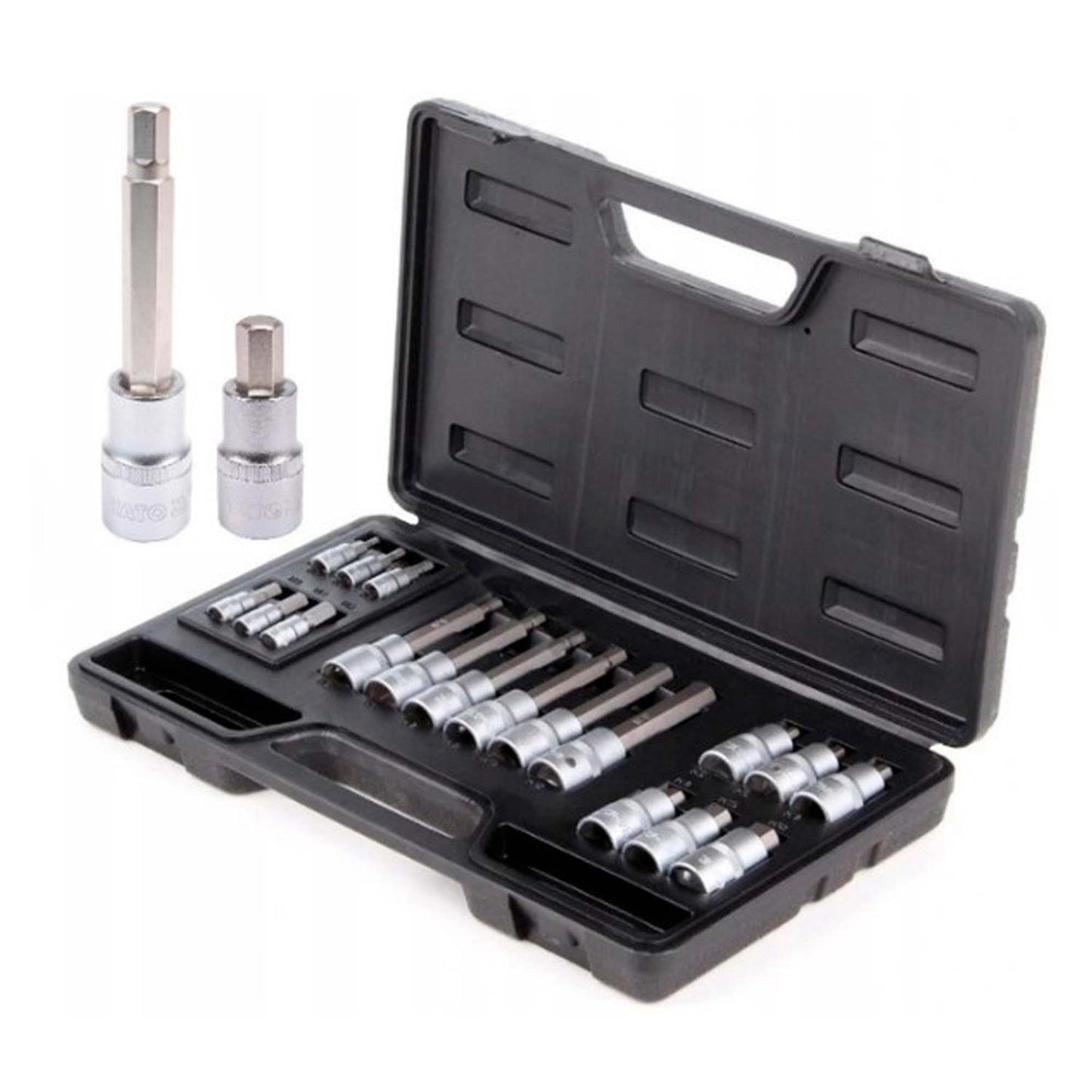 Juego Dados Con Punta Hexagonal 1/4'' Y 1/2'' 18 Pzas - Yato - Herram.cl