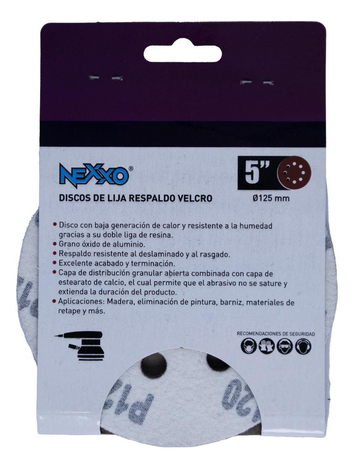 Pack 5 Discos De Lija Con Velcro 5'' (125mm) G120 - Nexxo - Herram.cl