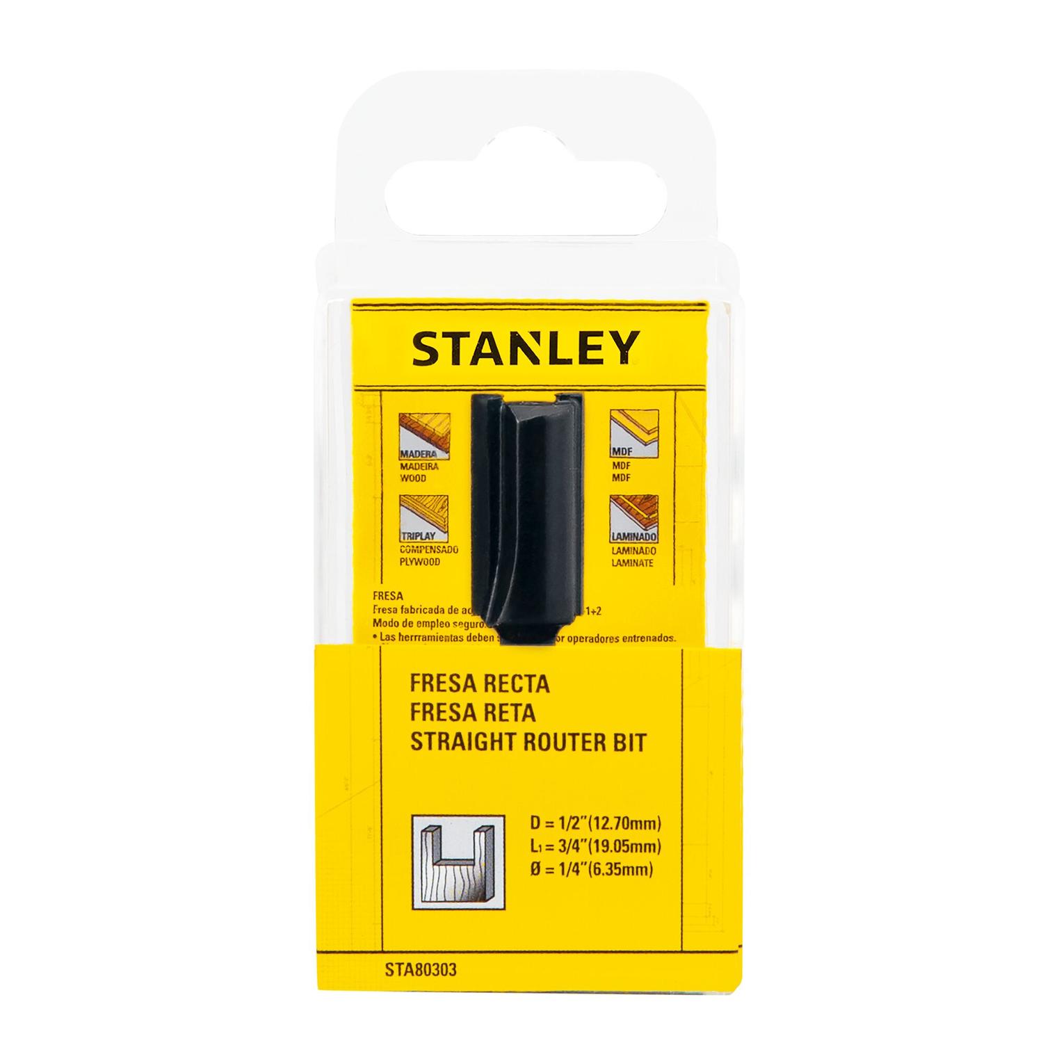 Fresa Recta Toma 1/4'' 1/2''x3/4'' - Stanley - Herram.cl