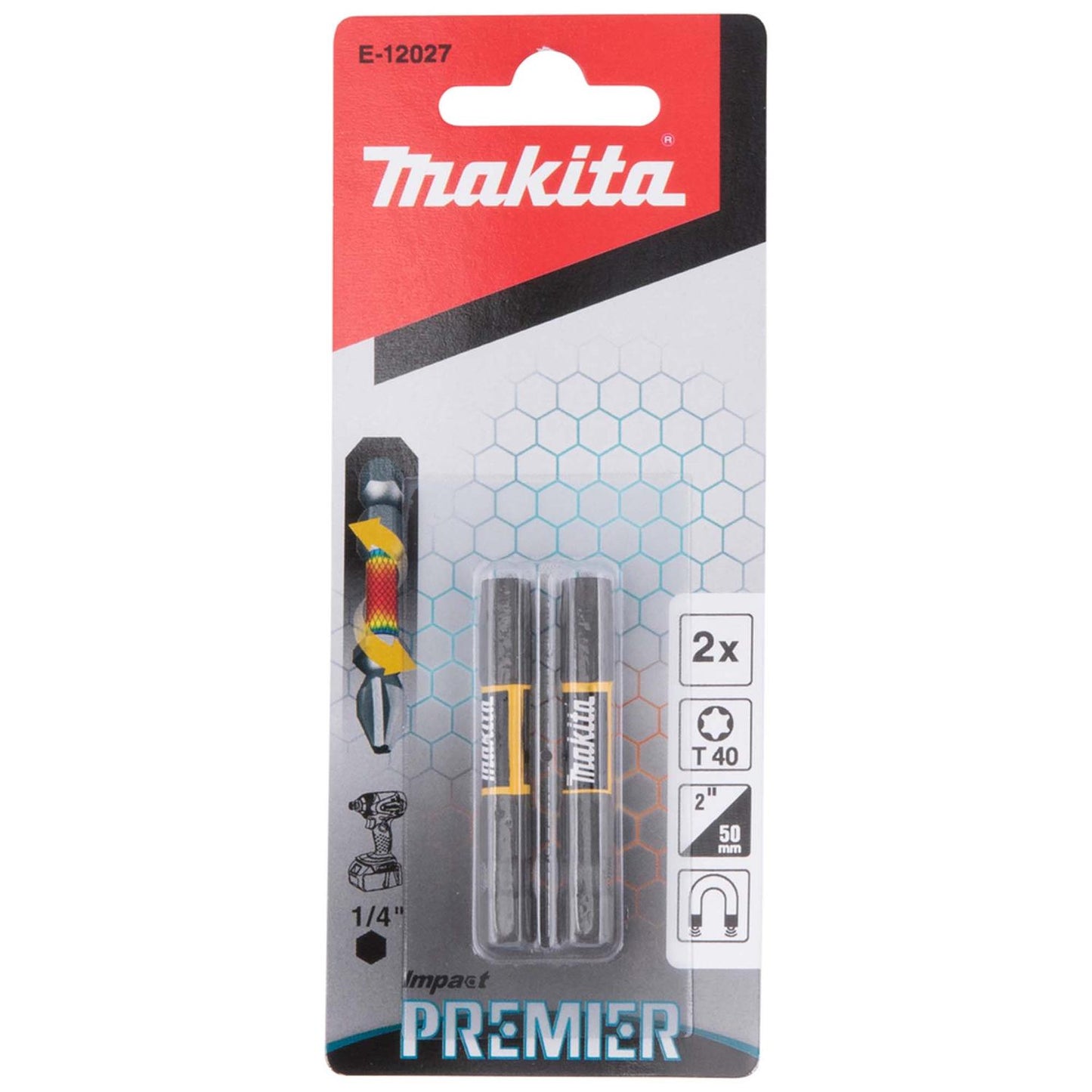 Puntas de Torsión Impact Premier T40 - 50mm 2 Pzas - Makita - Herram.cl