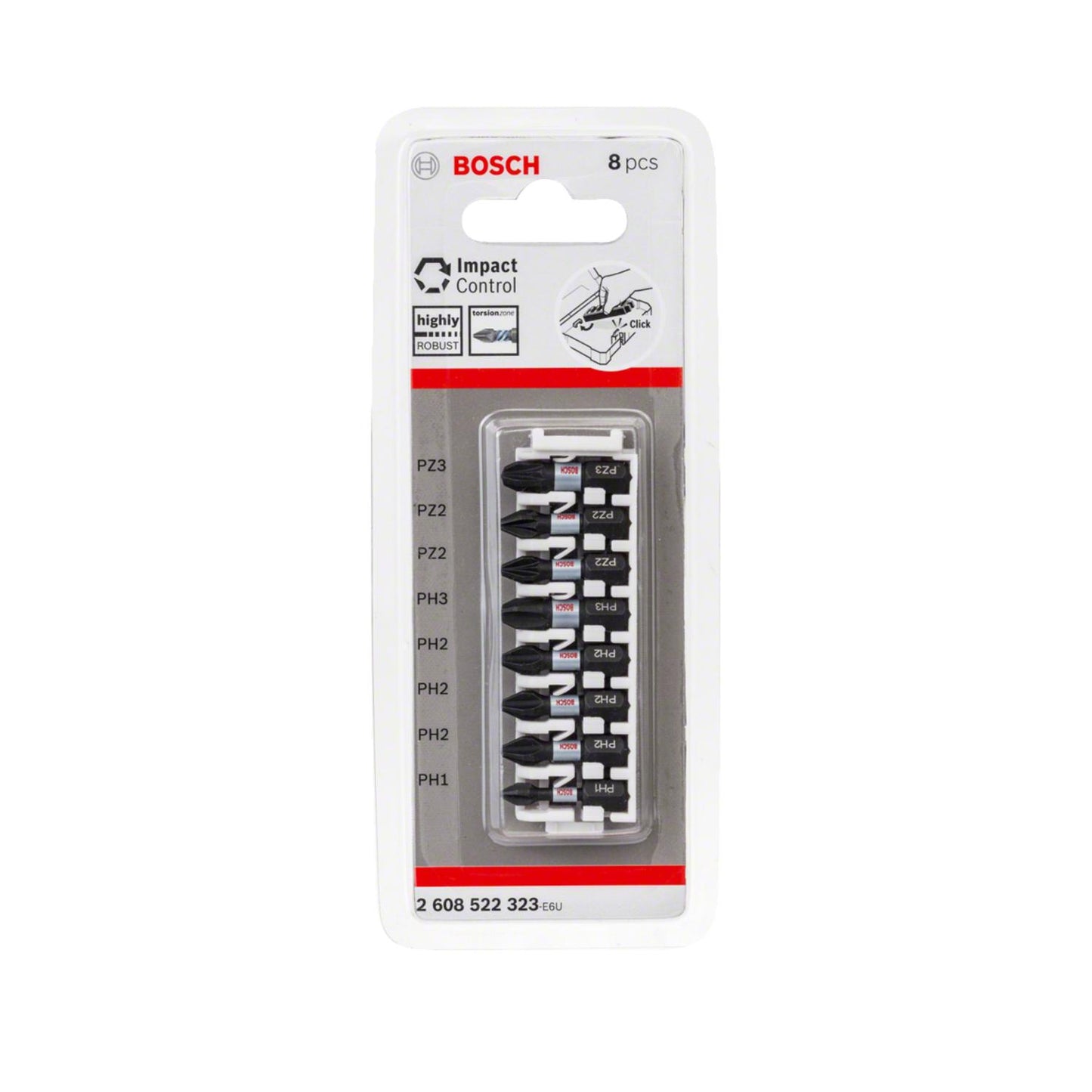 8 Puntas Impact Control PH1, PH2, PH3, PZ2, PZ3x25mm - Bosch - Herram.cl