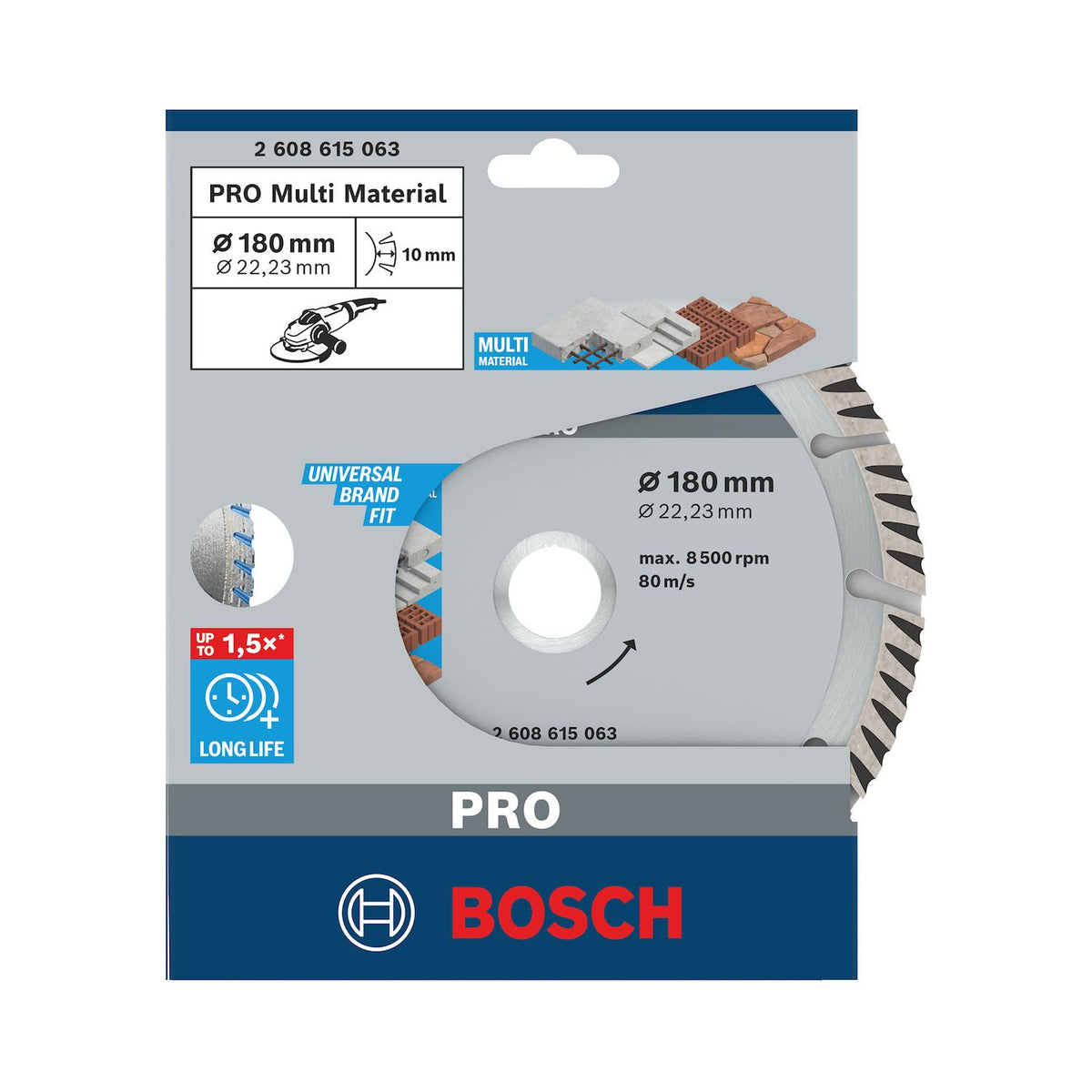 Disco Diamante PRO Multi Material 180mm Amoladora - Bosch - Herram.cl