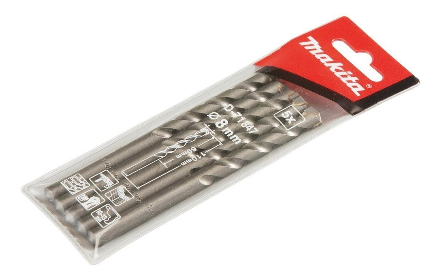 Set 5 Brocas Para Concreto 8x110mm Makita D - 71847 - Herram.cl