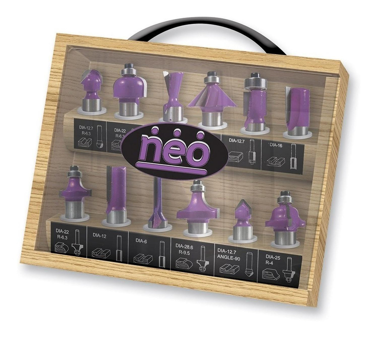 Juego 12 Fresas Vástago De ½ Caja De Madera - Neo - Herram.cl
