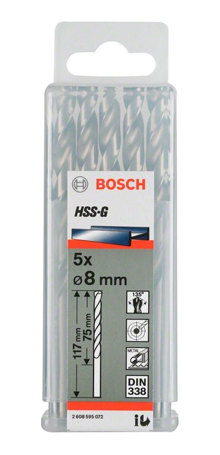 Caja Con 5 Unidades Broca Para Metal Bosch HSS - G 8mm - Herram.cl