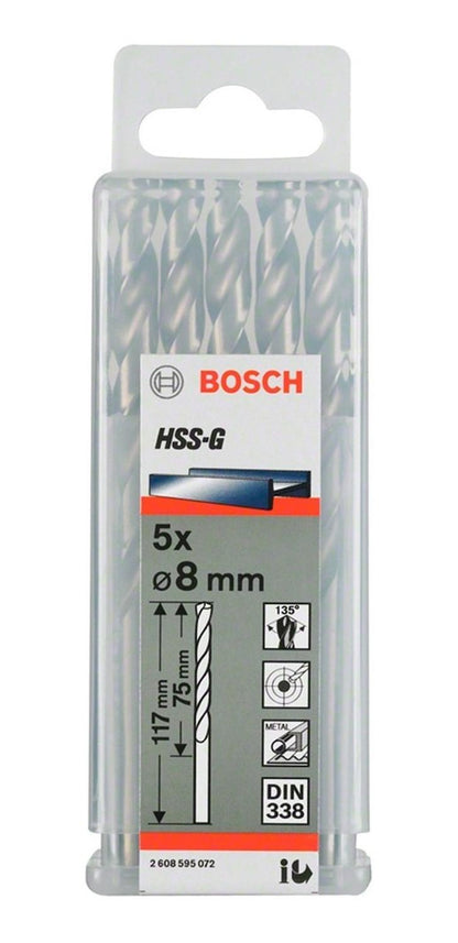 Caja Con 5 Unidades Broca Para Metal Bosch HSS - G 8mm - Herram.cl