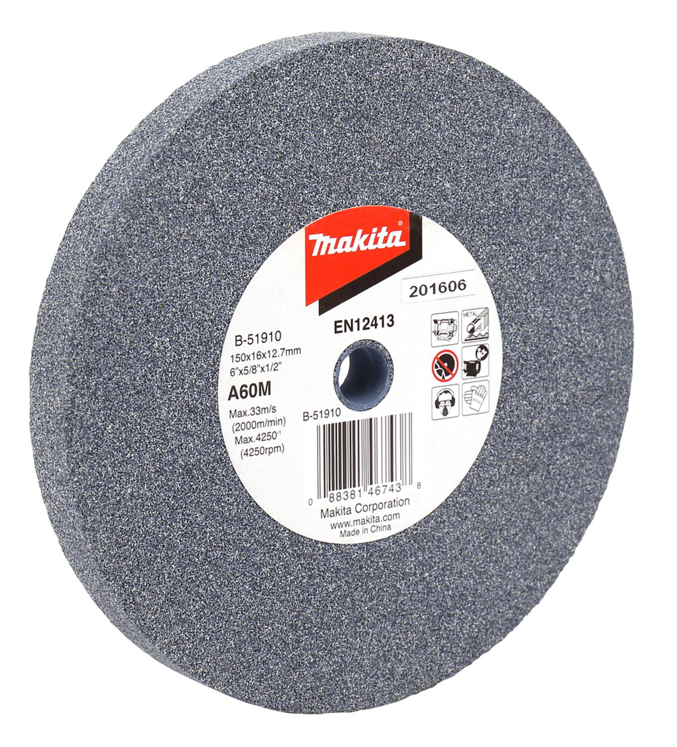 Piedra Para Esmeril de Banco 6''x5/8''x1/2'' A60MV - Makita - Herram.cl