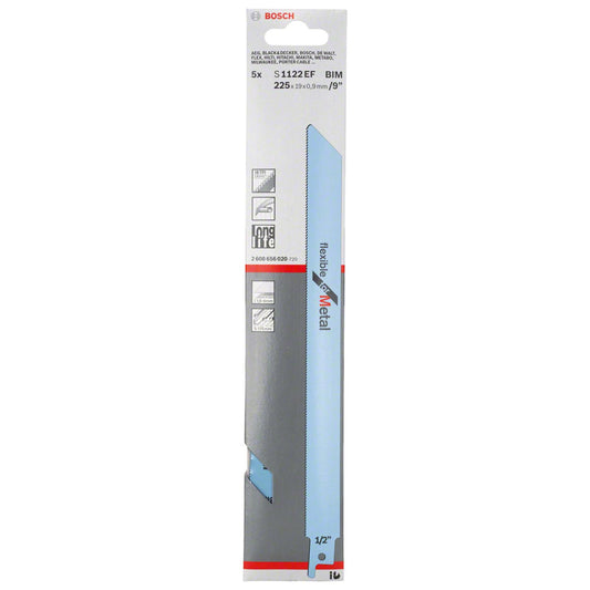 5 Hojas sierra sable S1122EF Bosch Flexible for Metal 225mm - Herram.cl