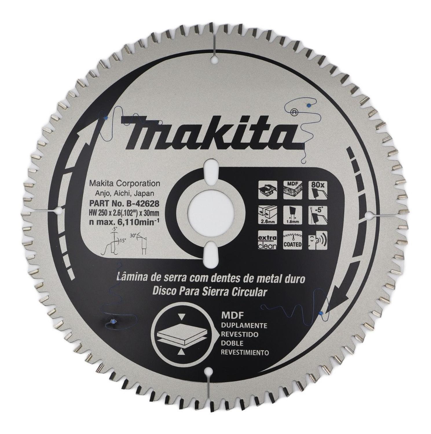 Disco Sierra Melamina TCT 250x30mm 80T Terminacion - Makita - Herram.cl