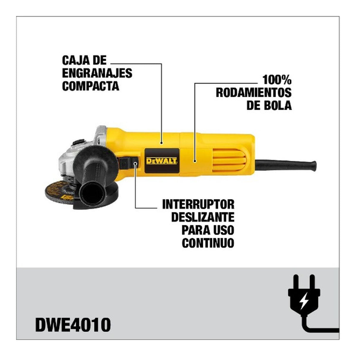 Esmeril Angular 4 - 1/2'' (115mm) 750 W - DeWALT - Herram.cl