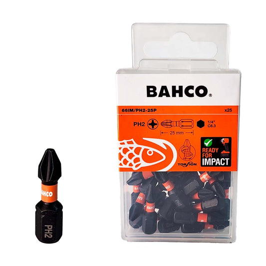 Puntas de impacto de torsión PH2x25mm 25 Pzas - Bahco - Herram.cl