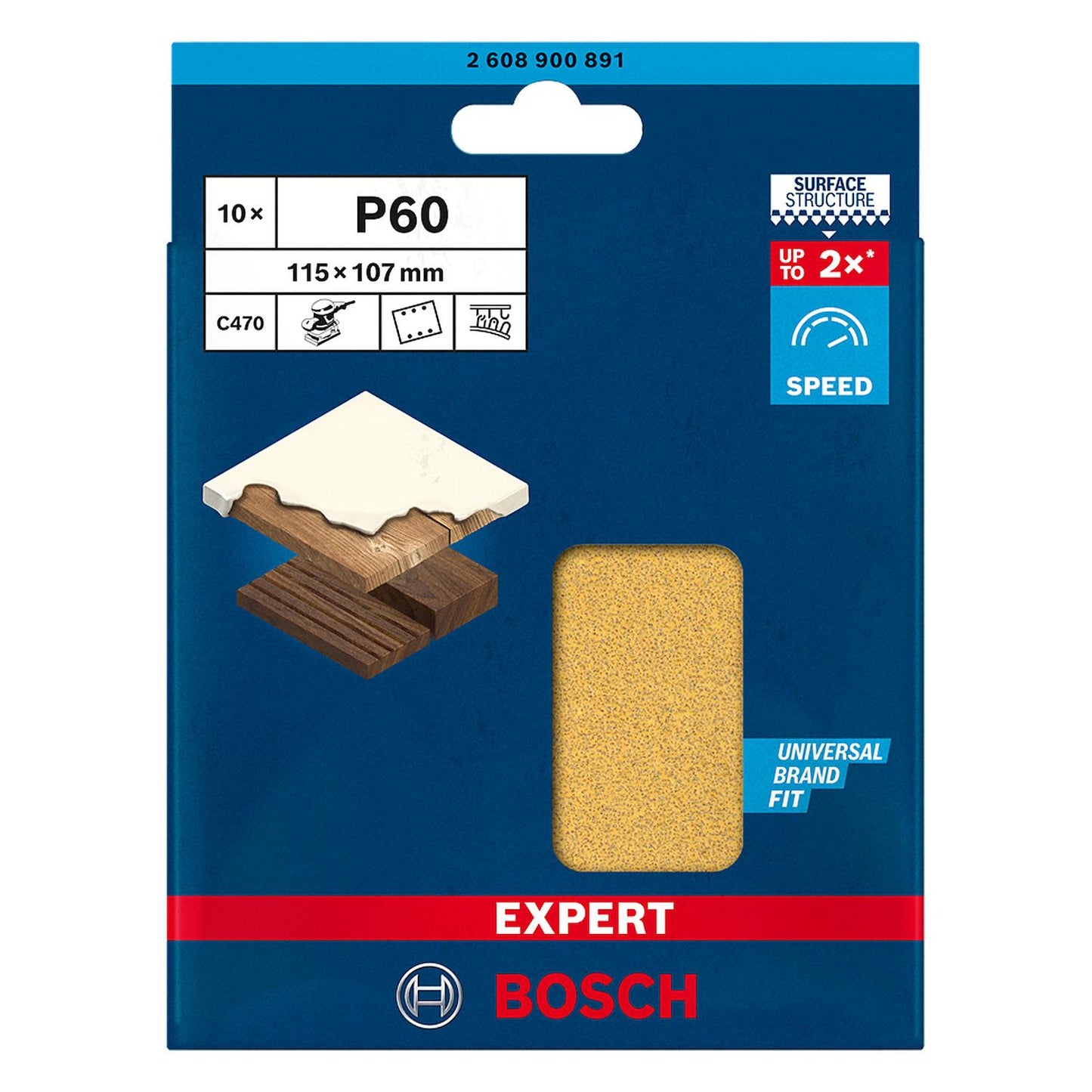 Pack 10 Hoja De Lija Con Velcro C470 115x107mm - Bosch - Herram.cl