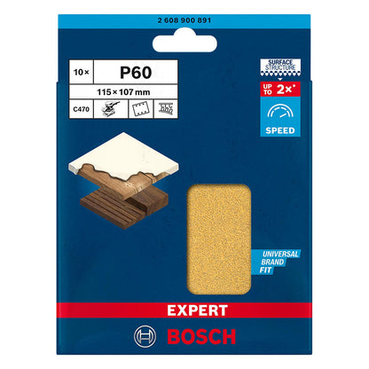 Pack 10 Hoja De Lija Con Velcro C470 115x107mm - Bosch - Herram.cl