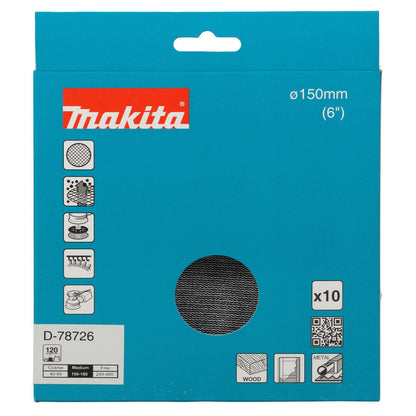 Pack 10 Discos Malla Abrasiva con Velcro 6'' - Makita - Herram.cl