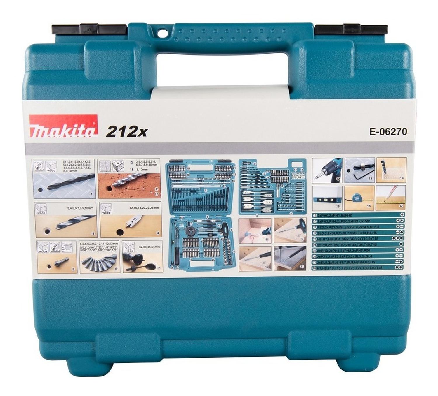 Set 212pzs Brocas Y Puntas. Mz Makita E - 06270 - Herram.cl