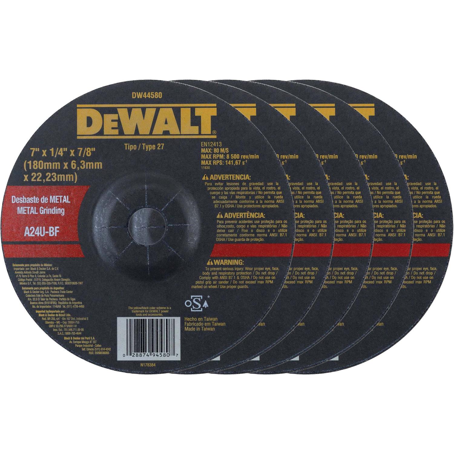 Pack 25 Discos de Desbaste Metal 7''x6,3x22,23mm - DeWALT - Herram.cl