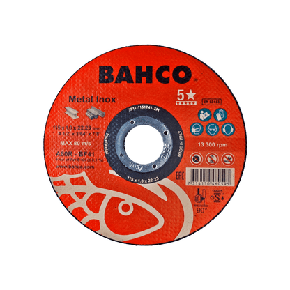 Pack 10 Discos Abrasivos 4 1/2'' Inox/Metal – Bahco - Herram.cl
