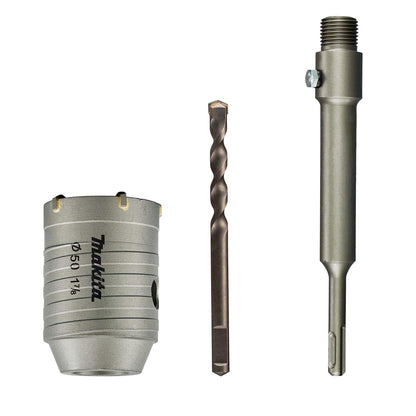 Kit Broca Corona 50mm + Portabrocas 200mm/SDS - Plus - Makita - Herram.cl