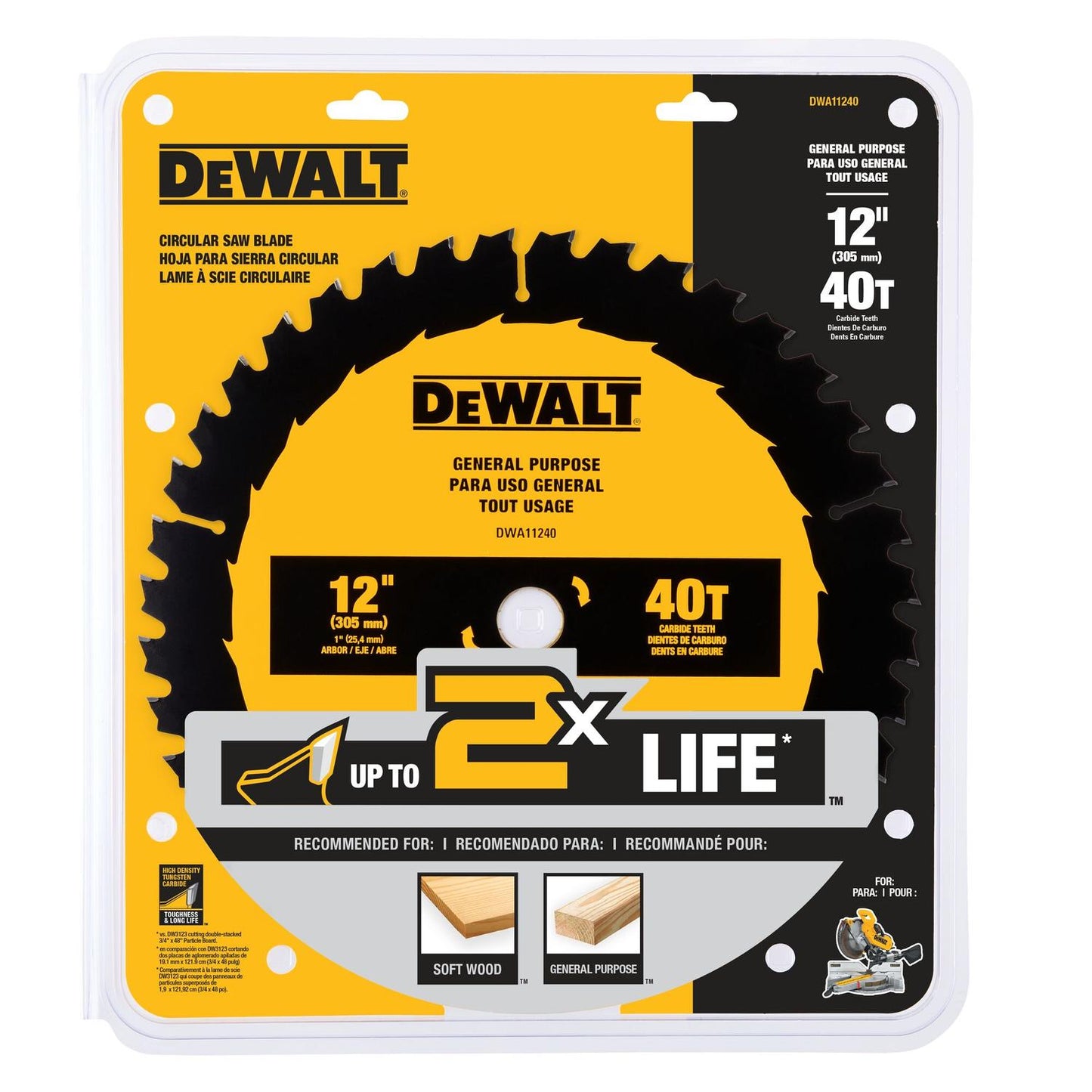 Disco De Sierra 12'' Eje 1'' 40 D Uso General - DeWALT - Herram.cl